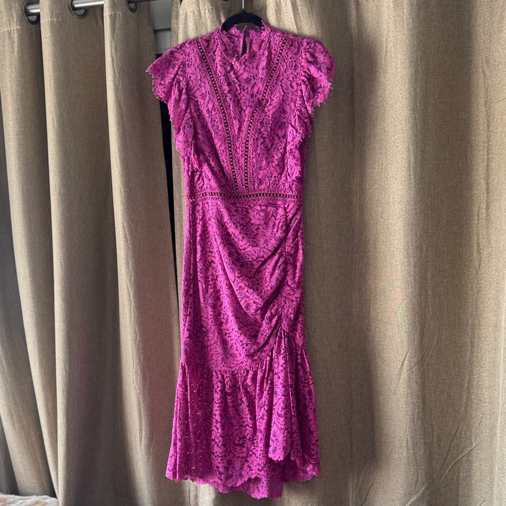 Saylor Stunning Fuschia Elegant Pink Lace Dress - Picture 1 of 11